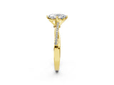 Yellow gold Oval Solitaire Twist Band with Pavé Diamonds and Four-Prong Setting_59