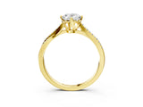 Yellow gold Oval Solitaire Twist Band with Pavé Diamonds and Four-Prong Setting_60
