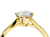 Yellow gold Oval Solitaire Twist Band with Pavé Diamonds and Four-Prong Setting_61