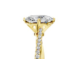 Yellow gold Oval Solitaire Twist Band with Pavé Diamonds and Four-Prong Setting_62