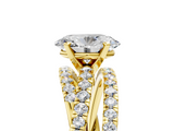 Yellow gold Oval Solitaire Twist Band with Pavé Setting and Four-Prong Setting_112