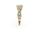 Yellow gold Oval Solitaire Twist Band with Pavé Setting and Four-Prong Setting_26