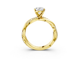 Yellow gold Oval Solitaire Twist Band with Pave Prong Setting_72