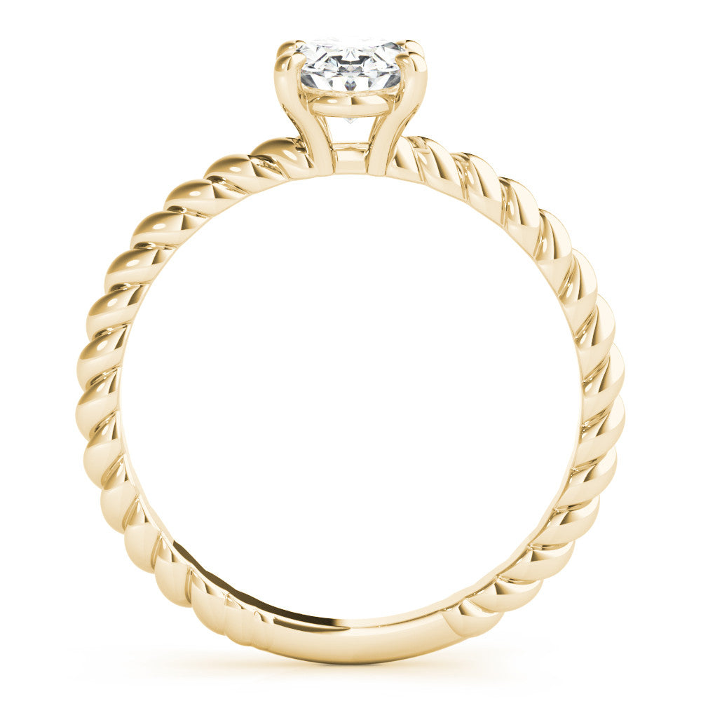 Yellow gold Oval Solitaire Twisted Band 4-Prong Ring 2