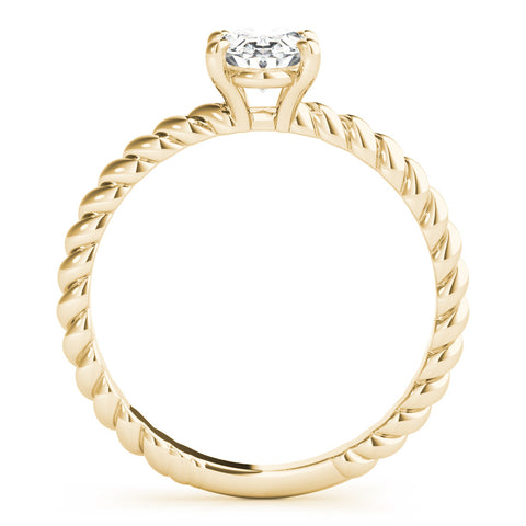 Yellow gold Oval Solitaire Twisted Band 4-Prong Ring 2