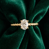 Yellow gold Oval Solitaire Twisted Band 4-Prong Ring_18
