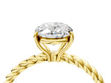 Yellow gold Oval Solitaire Twisted Band 4-Prong Ring_23