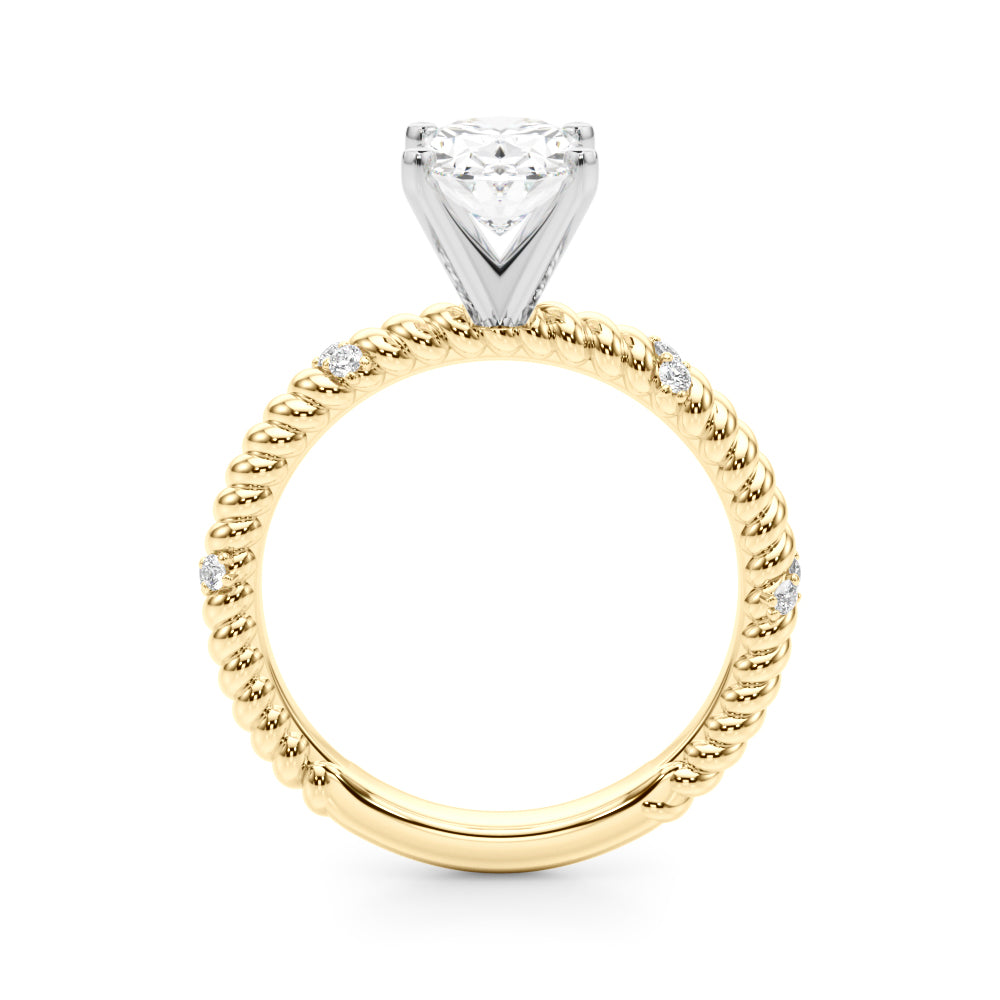 Yellow gold Oval Solitaire Twisted Band Prong Set Engagement Ring 2