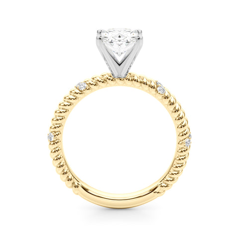 Yellow gold Oval Solitaire Twisted Band Prong Set Engagement Ring 2