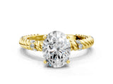 Yellow gold Oval Solitaire Twisted Band Prong Set Engagement Ring_70