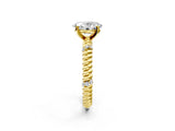 Yellow gold Oval Solitaire Twisted Band Prong Set Engagement Ring_72