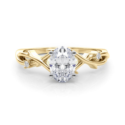 Yellow gold Oval Solitaire Twisted Band Prong Setting Ring 1