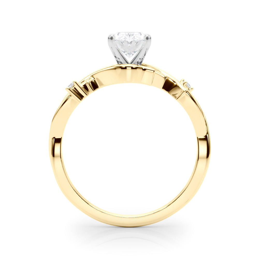 Yellow gold Oval Solitaire Twisted Band Prong Setting Ring 2
