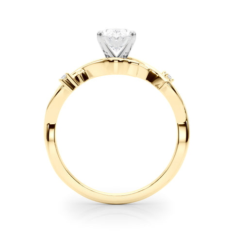 Yellow gold Oval Solitaire Twisted Band Prong Setting Ring 2