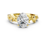 Yellow gold Oval Solitaire Twisted Band Prong Setting Ring_177