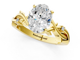 Yellow gold Oval Solitaire Twisted Band Prong Setting Ring_178