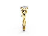 Yellow gold Oval Solitaire Twisted Band Prong Setting Ring_179