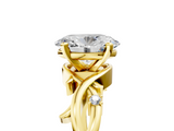 Yellow gold Oval Solitaire Twisted Band Prong Setting Ring_182