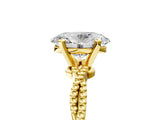 Yellow gold Oval Solitaire Twisted Band with Bead Prong Setting_417