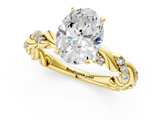 Yellow gold Oval Solitaire Twisted Band with Pavé Accents and Four-Prong Setting_25