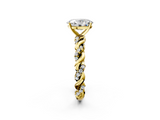 Yellow gold Oval Solitaire Twisted Band with Pavé Accents and Four-Prong Setting_26