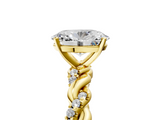 Yellow gold Oval Solitaire Twisted Band with Pavé Accents and Four-Prong Setting_29