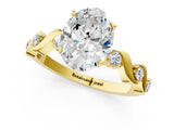 Yellow gold Oval Solitaire Twisted Band with Prong Setting 1
