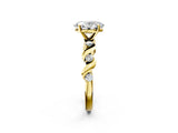 Yellow gold Oval Solitaire Twisted Band with Prong Setting 2