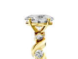 Yellow gold Oval Solitaire Twisted Band with Prong Setting 5