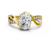 Yellow gold Oval Solitaire Twisted Band with Prong Setting_19