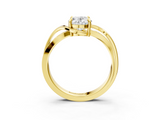 Yellow gold Oval Solitaire Twisted Band with Prong Setting_22