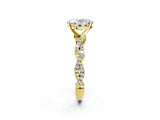 Yellow gold Oval Solitaire Twisted Pave Band with Four-Prong Setting_11