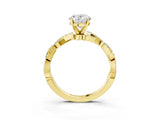 Yellow gold Oval Solitaire Twisted Pave Band with Four-Prong Setting_12