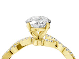 Yellow gold Oval Solitaire Twisted Pave Band with Four-Prong Setting_13