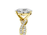 Yellow gold Oval Solitaire Twisted Pave Band with Four-Prong Setting_14