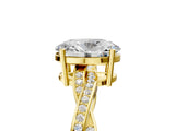 Yellow gold Oval Solitaire Twisted Pave Diamond Ring with Four-Prong Setting_17