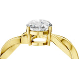 Yellow gold Oval Solitaire Twisted Pave Diamond Ring with Four-Prong Setting_87