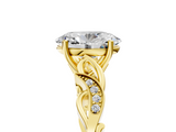 Yellow gold Oval Solitaire Vine Band with Milgrain Prong Setting_14