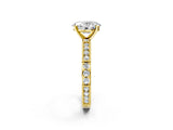 Yellow gold Oval Solitaire with Pavé Band and Four-Prong Setting_333