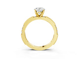Yellow gold Oval Solitaire with Pavé Band and Four-Prong Setting_334