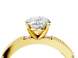 Yellow gold Oval Solitaire with Pavé Band and Four-Prong Setting_335