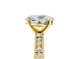 Yellow gold Oval Solitaire with Pavé Band and Four-Prong Setting_336