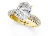 Yellow gold Oval Solitaire with Pave Band and Four-Prong Setting_10