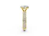 Yellow gold Oval Solitaire with Pave Band and Four-Prong Setting_11