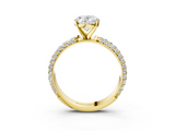Yellow gold Oval Solitaire with Pave Band and Four-Prong Setting_12