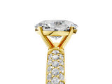 Yellow gold Oval Solitaire with Pave Band and Four-Prong Setting_14