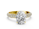 Yellow gold Oval Solitaire with Pave Band and Four-Prong Setting_9
