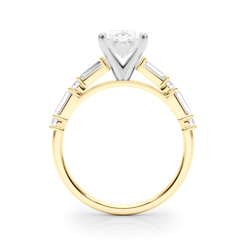 Yellow gold Oval Solitaire with Side Baguettes and Channel Set Band 2