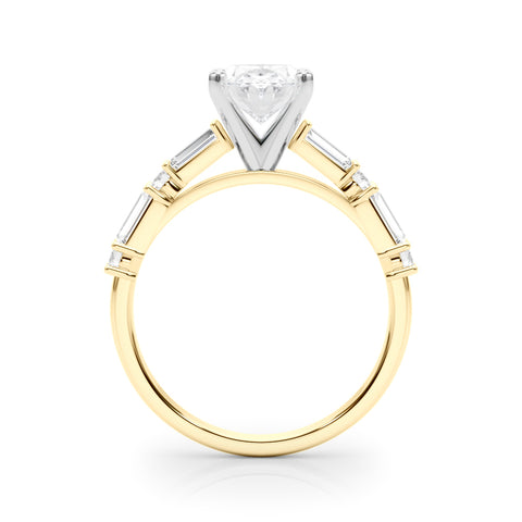 Yellow gold Oval Solitaire with Side Baguettes and Channel Set Band 2