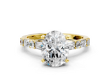 Yellow gold Oval Solitaire with Side Baguettes and Channel Set Band_74